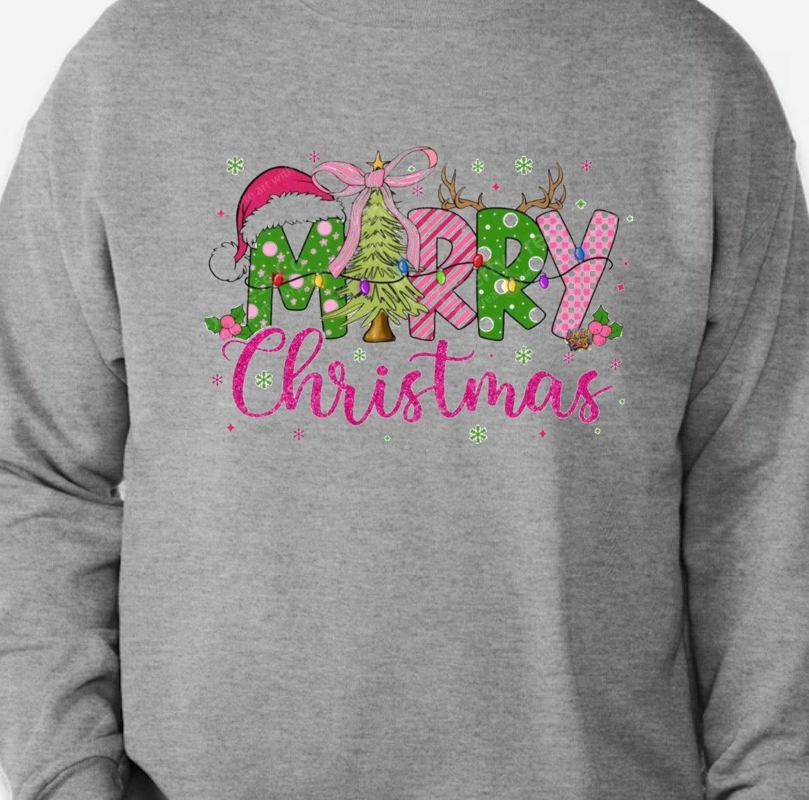 Crewneck Sweater-(2XL-3XL) Merry Christmas